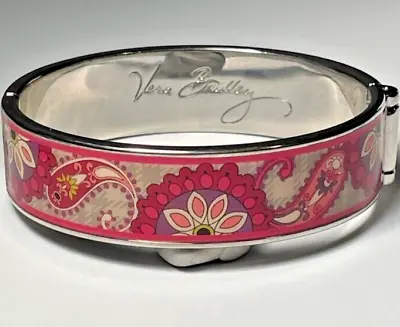 Vera Bradley Hinged Bangle Bracelet Pink & Purple With Silver Tone • $14.99