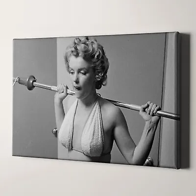 Marilyn Monroe Exercise Lifting Weights At Gym 1950s Girls Canvas Wall Art Print • $59
