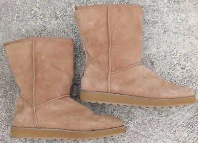 $15 • Buy Skechers Womens Brown Suede Leather Faux Fur Lined Pull On Boots Size 8