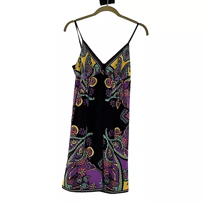 ECI New York Silk Dress Floral Halter Flowy  Paisley 4 Stretch Sexy Coquette • $28.97