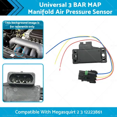 Universal 3 BAR MAP Manifold Air Pressure Sensor Suitable For Megasquirt 2 3 • $19.99