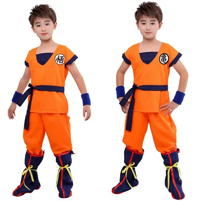 Dragon Ball Son Goku Kids Cosplay Costumes Kakarotto Super Saiyan Show Set Wigs • $28.89