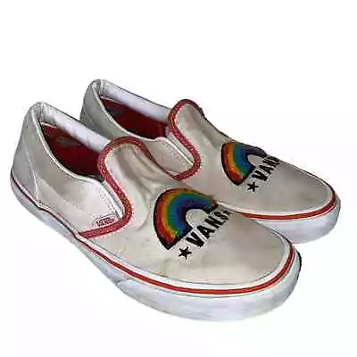 Vans Embroidered Rainbow Slip On Sneakers Unisex Juniors 6.5 • $34