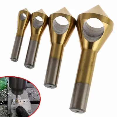 4x Chamfer Deburring Crosshole Ti Drill Bit Set Metal Tool Cutting Countersink • £13.17