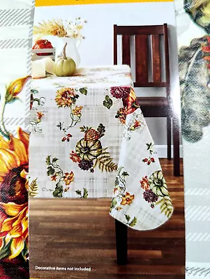 Harvest Painted Botanical Patchwork Vinyl Tablecloth 60 X 84 PVC-Free Holiday • $20.83