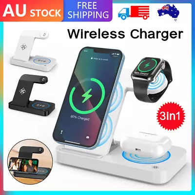 $36.39 • Buy Wireless Charger Dock Charging Station 3 In 1 For Apple Watch IPhone 14 13 12 11