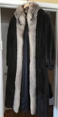 Black Mink Coat With Fox Trim • $400