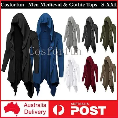 Retro Men Clothing Tunic Medieval Renaissance Pirate Viking Costume Cosplay Tops • $24.53