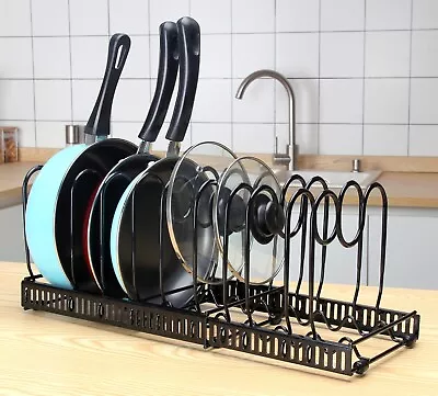 Buckingham Pot  Pan Chopping Board & Lid Organiser Adjustable Rack 10 Dividers • £18.99