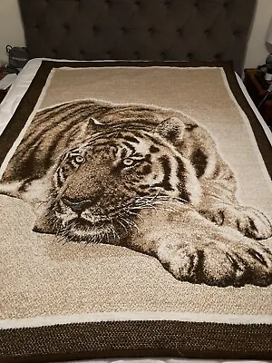 ~Vintage Tiger Reversible Throw Blanket Bedding • $45
