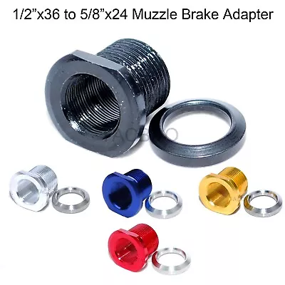 Aluminum Muzzle Thread Adapter Convert 1/2''x36 To 5/8''x24 With Crush Washer • $9.99