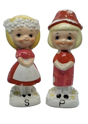 Good For Repainting Vintage Kitschy Boy And Girl Salt And Pepper Shakers 5 Inch • $10