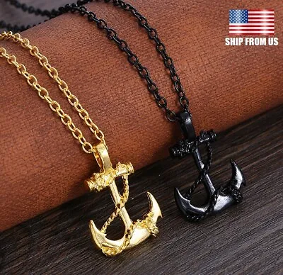Men's Nautical Surfing Beach Anchor Pendant Necklace Stainless Steel W/ Chain US • $6.92