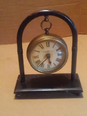 Antique Brass Battery Operated  Desk Clock On Pedestal • $19.99