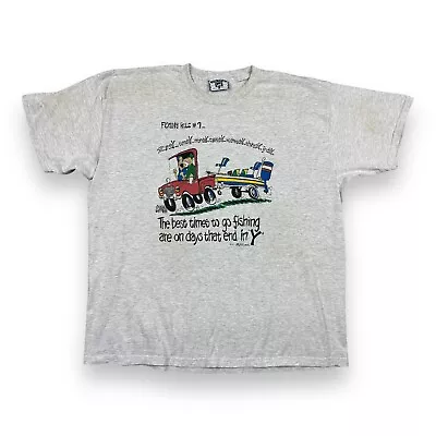 Vintage Fishing Rules Everyday Graphic Double Sided Shirt Funny Humor 1994 • $16.99