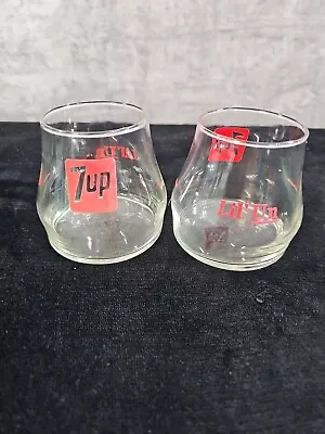 Vintage Lil’Un 7-Up Uncola Upside-Down Glass-Ad Promo Glass-300 ML Set Of 2 • $18.97