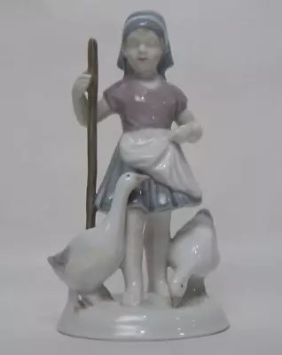GDR 14 Girl With Geese Lladro Style Porcelain Figurine Lippelsdorf EUC • $65.26