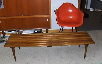 Vint Original 60  Mid Century Modern Slat Wood Bench/Coffee Table MCM Yugoslavia • $319.55