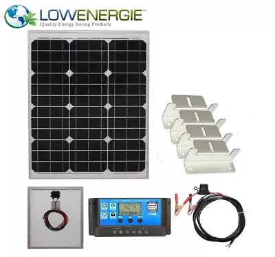 40w Mono Solar Panel Battery Charging Kit Charge Controller Mounting Bracket K2 • £46.99