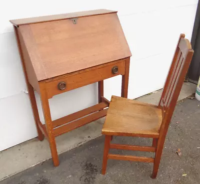 Excellent Arts & Crafts Stickley Bros. Drop Front Desk & Chair • $895