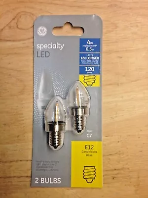 GE 93129196 LED E12 Candelabra Base Clear C7 4W Replacement Specialty Bulb 2pk • $3.03