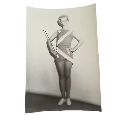 Vintage Photograph Photo Baton Twirling Lady Girl Woman Majorette Uniform B&W • $17.94