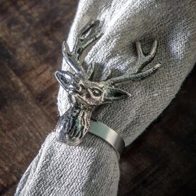 Stag Napkin Ring Metal Antique Silver • £6