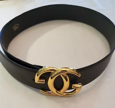 GUCCI Vtg Belt In Espresso Brown Leather With Gold Plated Double  G  Logo Buckle • $297.23