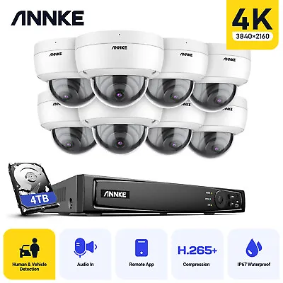 ANNKE 4K CCTV Security System Audio In POE IP Camera 8CH H.265+ NVR Vandal Proof • £412.78