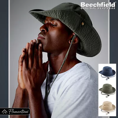 £11.14 • Buy Outback Cowboy Hat Beechfield Chin Strap Fedora Wide Brim Western Safari Aussie