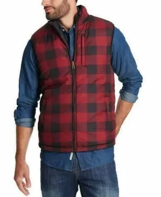 Weatherproof Reversible Vintage Vest Men Medium Red/Black Plaid Lined New • $27.95