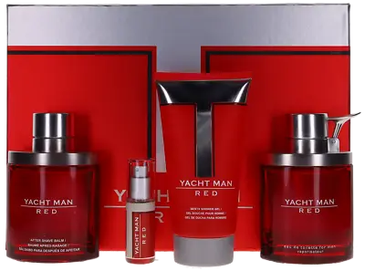 Yacht Man Red By Yacht Man For Men Set: EDT+EDT+SG+ASL (3.4+0.34+5.1+3.4)oz New • $32.39