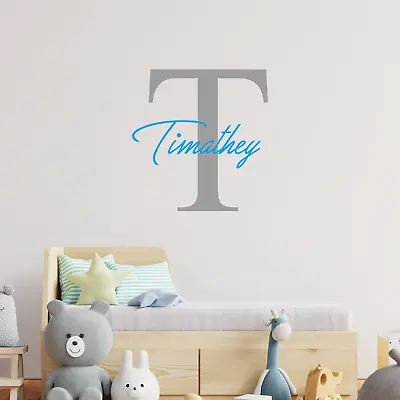 Initial And Name Personalised Bedroom Wall Sticker Nursery Wall Decor Kids Room • £3.99