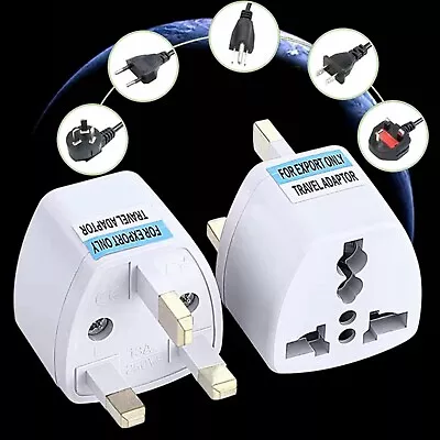 Universal Plug Adapter EU US UK AU CN To UK Type G Travel Socket Plug Converter • £3.28