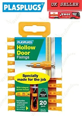 £4.99 • Buy Plasplugs PLASDR556 Hollow Door Fixings (20) Hollow Door Fixings