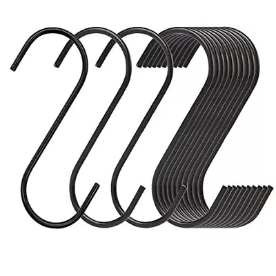 20 Pack Large S Hooks Black Steel S Shaped Hooks 3.7 In Vinyl Coated Heavy Dut • $10.69