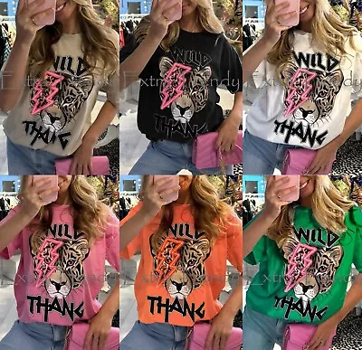 £7.90 • Buy Ladies Wild Thang Graphic Print T-Shirt Women Oversized Short Sleeve Tee Top New