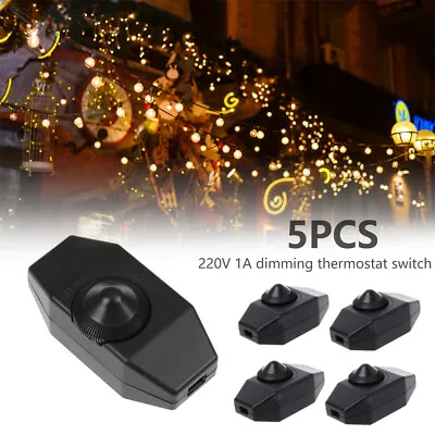 5Pcs In Line Dimmer Switch LED Lamp Cord Dimmer Manual Knob Light Accessories • £10.55