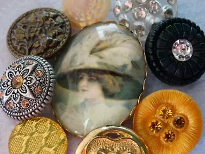 ELEGANT VINTAGE & NEW BUTTONS Bubble Cameo Rhinestone Metal Angel Czech Glass + • $12.99