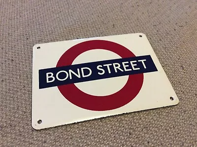 Vintage Enamel Bond Street Sign Garnier Gifts London Miniature Metal Railway • £35
