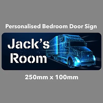 Personalised Lorry Truck Sign Bedroom Door Name Plaque Great Gift • £6.99