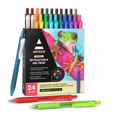 Retractable Gel Ink Pens Vintage & Bright Colors - Set Of 24 • $15