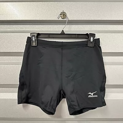 Mizuno Compression Shorts Womens L Stretch Back Slit Pocket Black Drawstring • $14.88