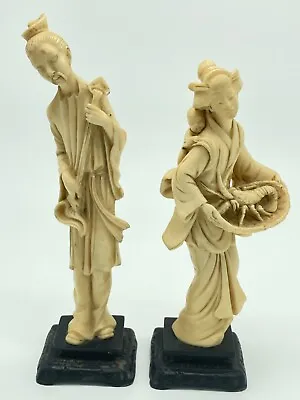 RARE Vtg Pair A. Santini Resin Asian Man Woman Child Lobster Figure 8-9'' Italy • $32.99