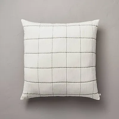 26 X26  Grid Lines Matelassé Euro Bed Pillow Cream/Sage - Hearth & Hand With • $20.99