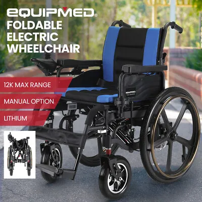 EQUIPMED Electric Wheelchair Folding Long Range Lithium Power Motorised Foldable • $1139