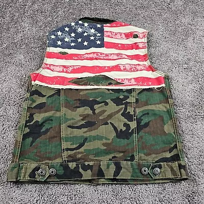 Smoke Rise Vest Mens Large L Green Camo USA Flag Independence July 4 Cotton • $39.98