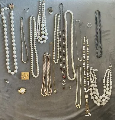 Vintage - Modern Pearl Costume Lot-unknown If Real 14k Gold GEP • $1