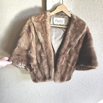 Duplers Furs Mink Stole Shawl Shrug Wrap True Vintage One Size Brown Winter • $40