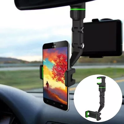 360° Rotation Car Clip On Rear View Phone Mount Holder Stand For Samsung IPhone • $6.64